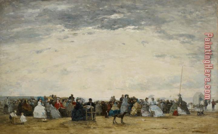 Eugene Louis Boudin Vacationers On The Beach At Trouville